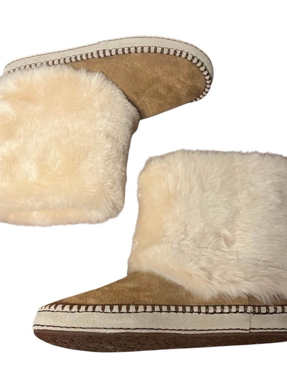 UGG PURE Kestrel Shearling Suede Boots Cream Chestnut Womens Size 7 - Picture 9 of 9